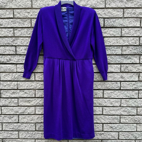 100% Wool Dress by Ciao gorgeous vintage early 1990's size 12 zip at back - Picture 11 of 16